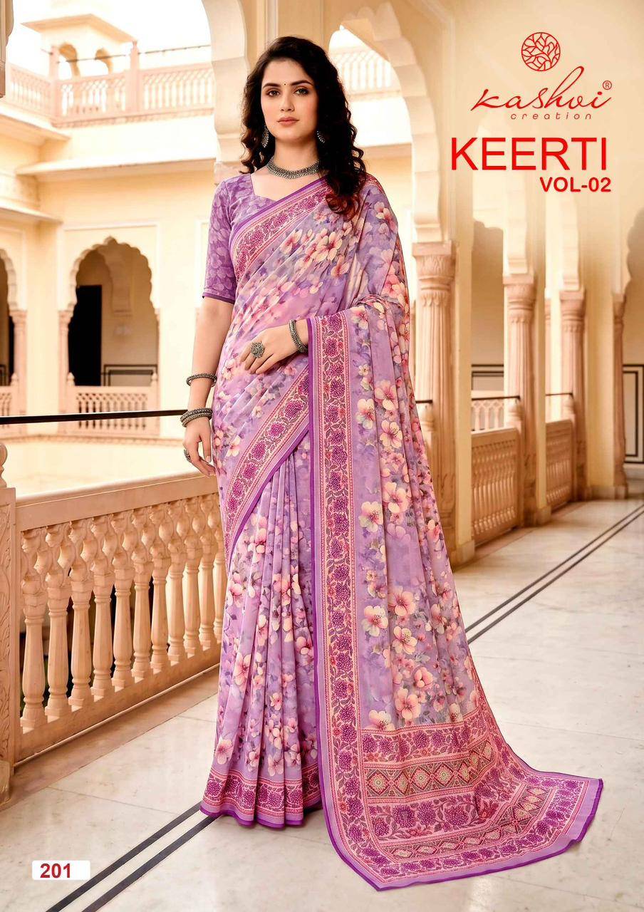 KEERTI VOL 02 By KASHVI CREATION 201 To 208 Series Indian Traditional Wear DULL MOSS VISCOSE sarees At Wholesale Price